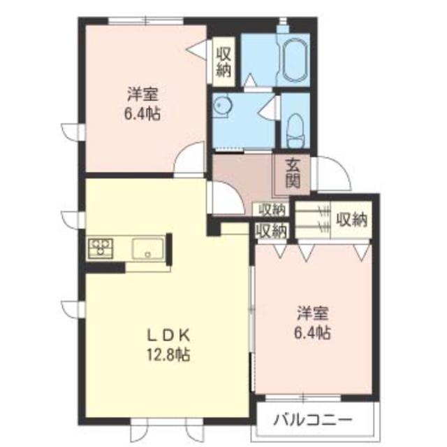 フィオーレ(2LDK/2階)の間取り写真