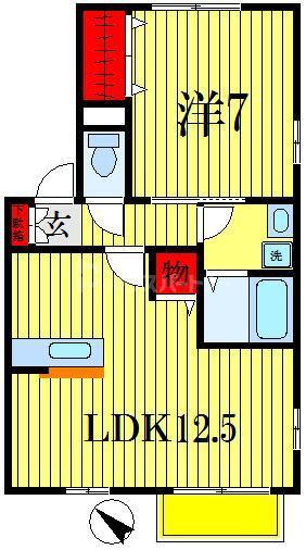 ロイヤルヒルズJ(1LDK/1階)の間取り写真