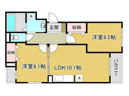 安満西の町 (2LDK/1階)の間取り写真