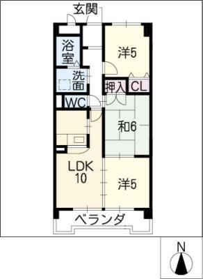 エポック篭山(3LDK/3階)の間取り写真