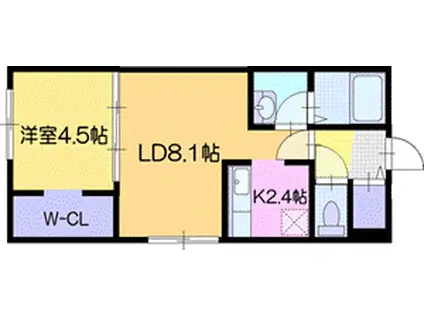 ONE レジデンス 千歳(1LDK/1階)の間取り写真