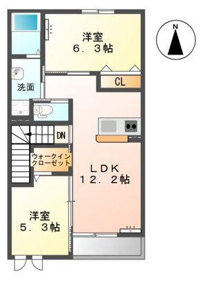 シャルマンコートA(2LDK/2階)の間取り写真