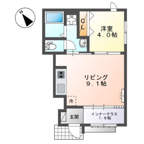 ルミナス鷺沼(1LDK/1階)の間取り写真