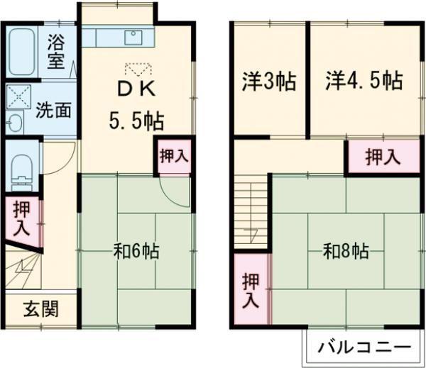 塩屋北町タウンハウス(4DK/1階)の間取り写真