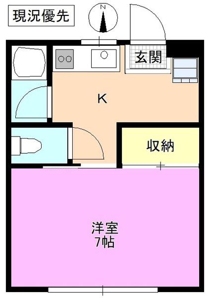 マイルーム(1K/2階)の間取り写真