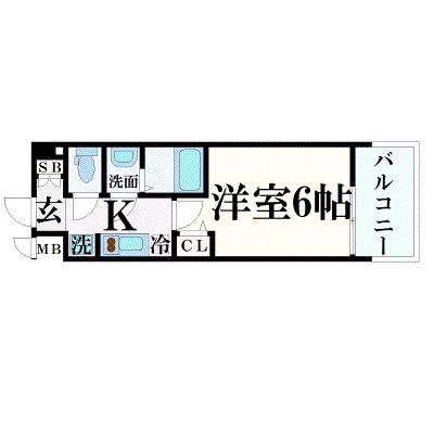 プレサンス岡山駅前(1K/9階)の間取り写真