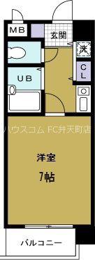 リーガル弁天町(1K/6階)の間取り写真