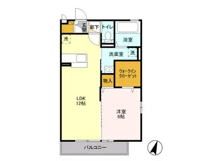 タウンハウスロエアスE(1LDK/2階)の間取り写真