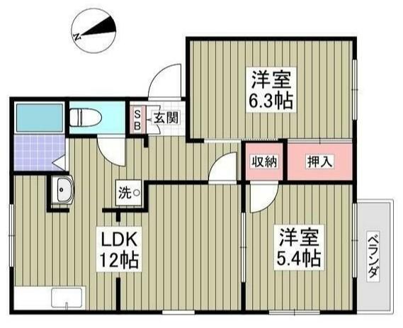ブライトサン光輝I(2LDK/2階)の間取り写真