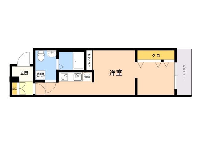 QUADOR藤崎(ワンルーム/2階)の間取り写真