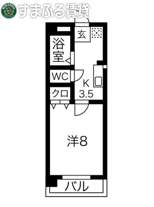 グリーンヒルズ明大寺(1K/1階)の間取り写真