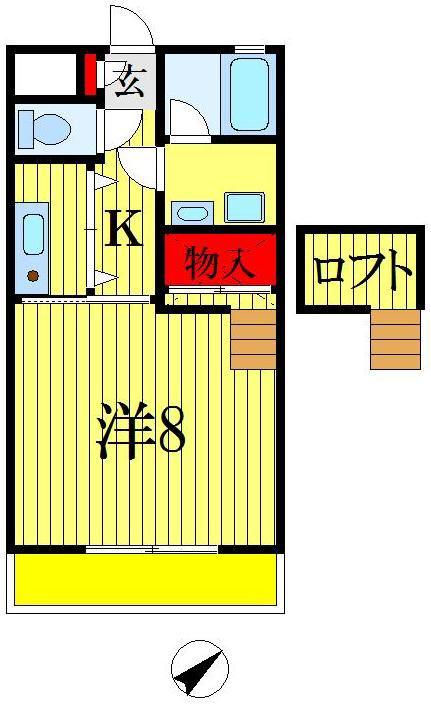 エクセルVI(1K/2階)の間取り写真
