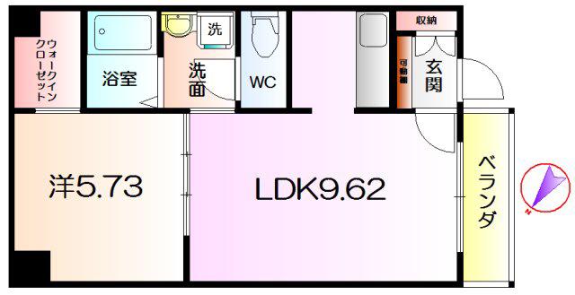プロスピリティー堺東(1LDK/4階)の間取り写真