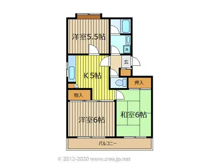 ヘルシー北美(3K/3階)の間取り写真