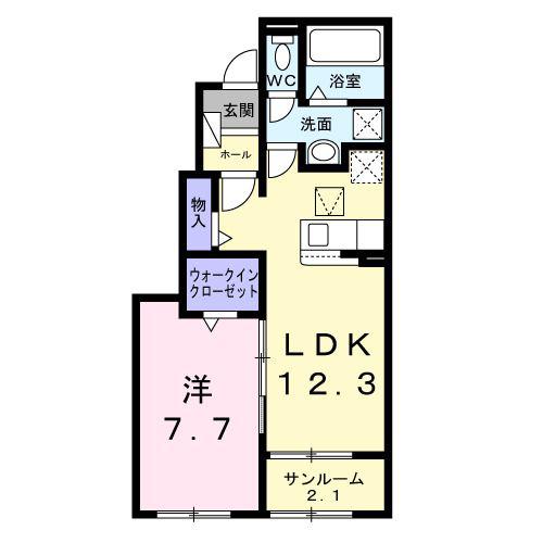 ハウスアイ益田(1LDK/1階)の間取り写真