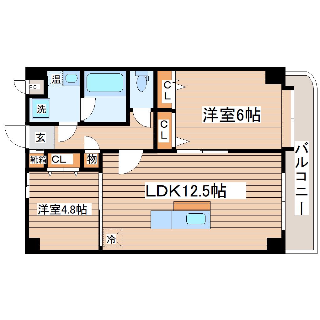 カーサ壱番館(2LDK/1階)の間取り写真