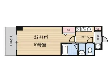 クレド桜川(1K/4階)の間取り写真
