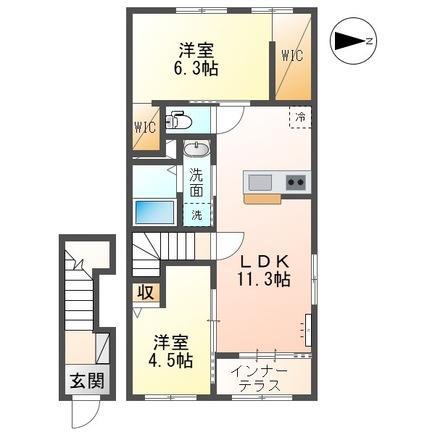 メゾン エメ(2LDK/2階)の間取り写真