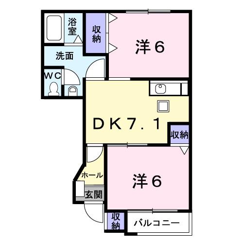 コーポサンパティーク(2DK/1階)の間取り写真