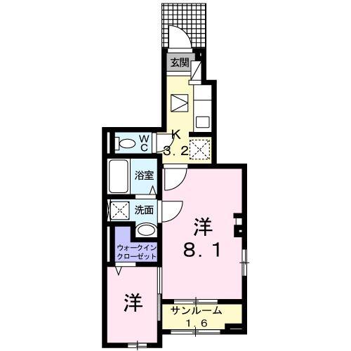 プレミアム21番館(1K/1階)の間取り写真