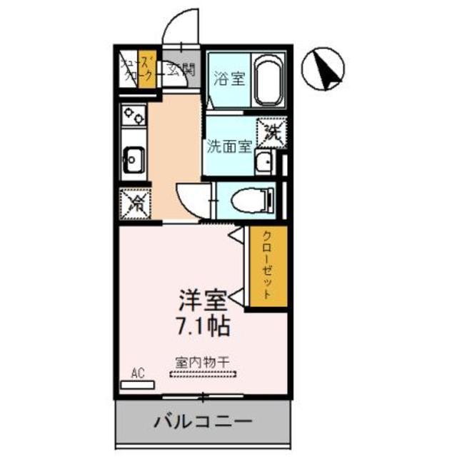 チェリーブロッサム勝部(1K/3階)の間取り写真