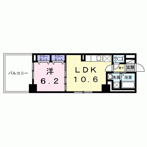 フェルデタワー(1LDK/4階)の間取り写真