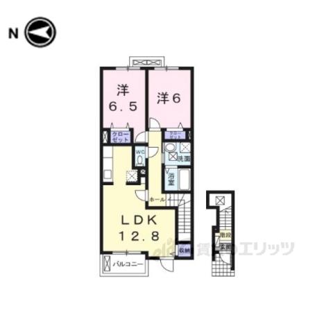 グランドソレイユA(2LDK/2階)の間取り写真