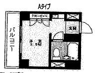 赤い風船ビル(ワンルーム/3階)の間取り写真