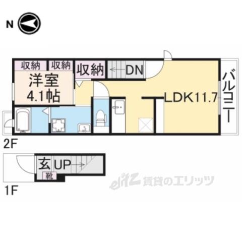 ラビアンデ篠山Ⅰ(1LDK/2階)の間取り写真