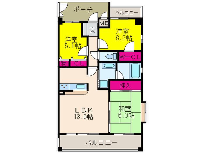 エスリード菅原公園(3LDK/4階)の間取り写真