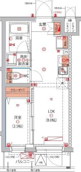 東京八広THE SKYレジデンス(1LDK/2階)の間取り写真