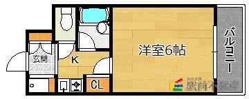 ピュアドームプログレッソ天神(1K/4階)の間取り写真