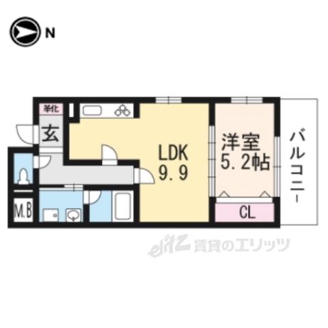 パインフィールド東野(1LDK/4階)の間取り写真