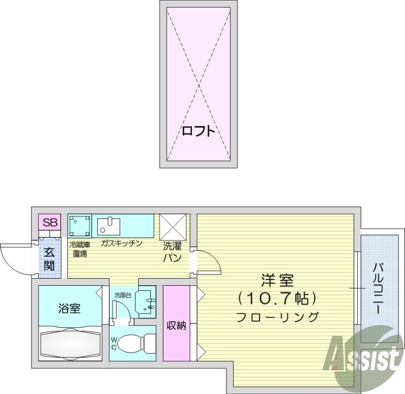 サンガーデンⅢ(1K/2階)の間取り写真