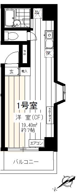 プラム春日部(ワンルーム/4階)の間取り写真