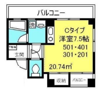 アンプルミエール(ワンルーム/3階)の間取り写真