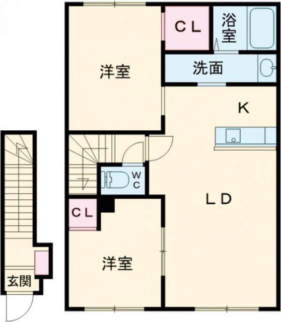STELLA NOVA東川(2LDK/2階)の間取り写真
