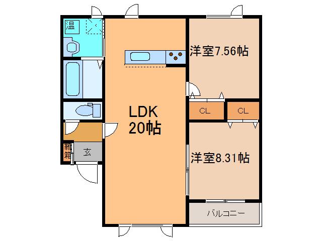 バップバーレンW17N(2LDK/3階)の間取り写真