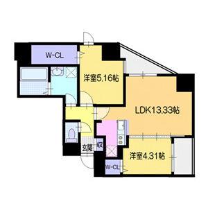 ウェルズN5(2LDK/10階)の間取り写真
