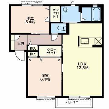 プライムステージ(2LDK/1階)の間取り写真