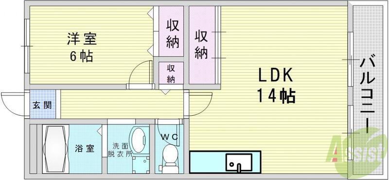 ラフィーネ井上(1LDK/2階)の間取り写真
