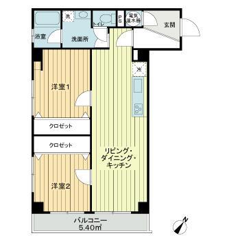 マンション目黒不動前(2LDK/3階)の間取り写真