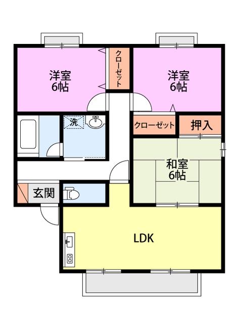 フォレストヒルズ C棟(3LDK/2階)の間取り写真