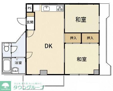 クロノス浦和駒場(2DK/2階)の間取り写真