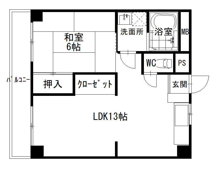 田中マンション(1LDK/2階)の間取り写真