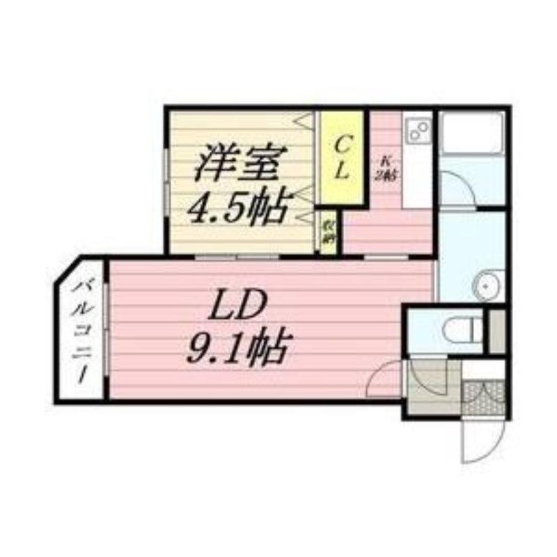 グランビア南郷(1LDK/5階)の間取り写真