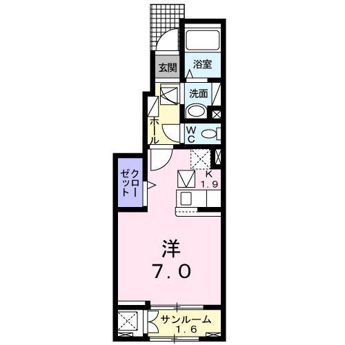 PRIMABELLE(1K/1階)の間取り写真