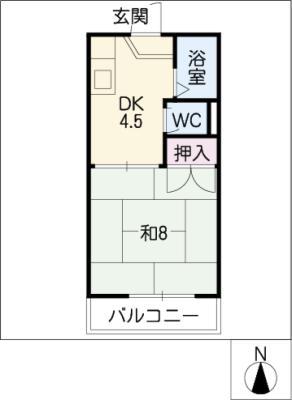 アベニュー朝日ヶ丘(1DK/2階)の間取り写真