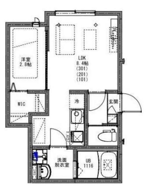 KEIAI RESIDENCE 淵野辺III(1LDK/2階)の間取り写真