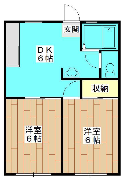 コーポ相模野II(2DK/1階)の間取り写真